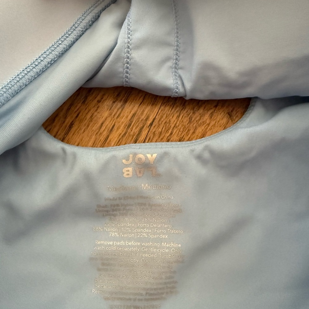 JoyLab Light Blue Scalloped Edge Sports Bra - Picture 3 of 5